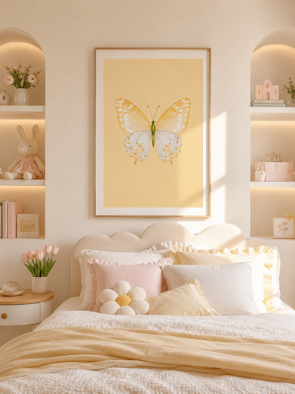 Butter Yellow Butterfly Wall Art: Watercolor Girls Room & Nursery Decor Printable