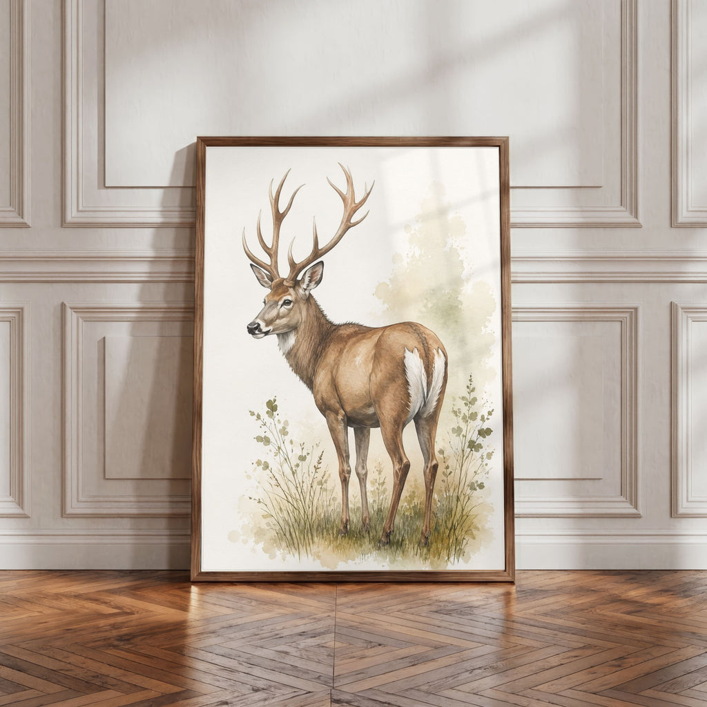 Deer Nursery Wall Art Set of 12: Woodland Animals & Neutral Kids Room Decor Printable