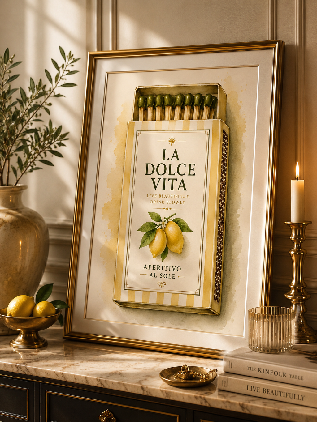 Vintage Cocktail Matchbox Wall Art Set of 5: Dark Feminine Luxury Printable Decor Collection