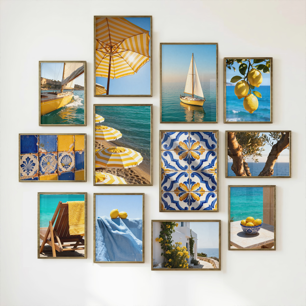 Italian Lemon Wall Art Set of 25: Amalfi Coast Mediterranean Summer Printable