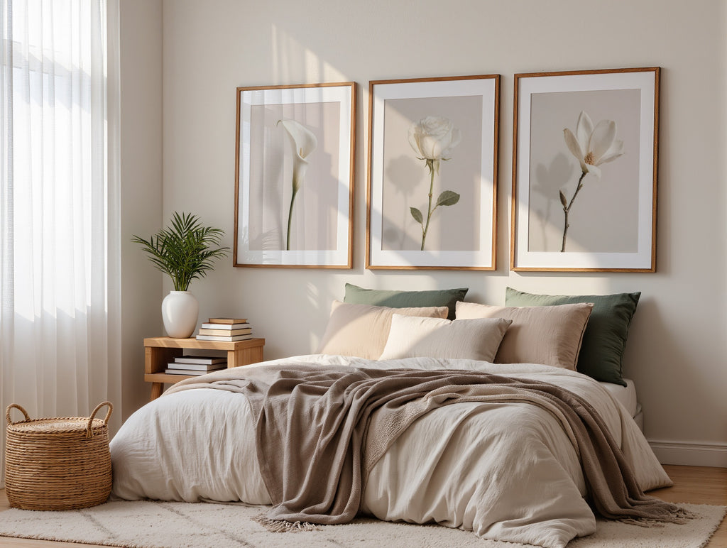 Set of 20 Wildflower Stems Printable: Beige Floral Japandi Scandinavian Minimalist Wall Art