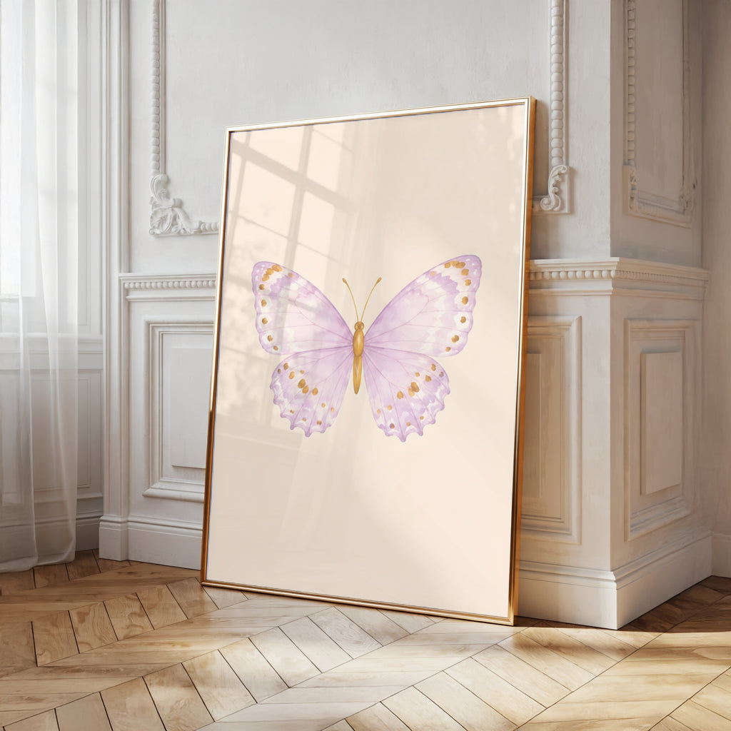 Pastel Butterfly Wall Art Set of 6: Nursery Decor Printable, Watercolor Kids Bedroom