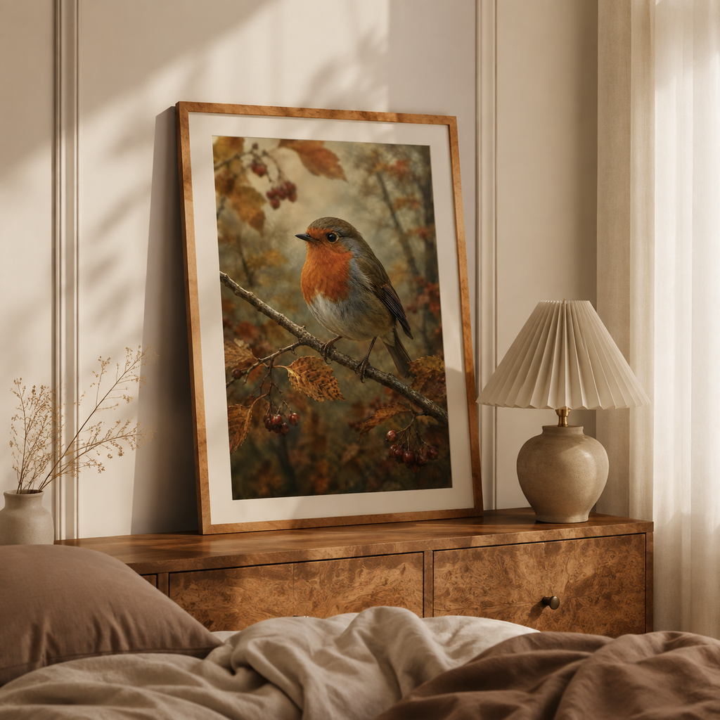 Fall Bird Wall Art Set of 6: Moody Woodland Printable