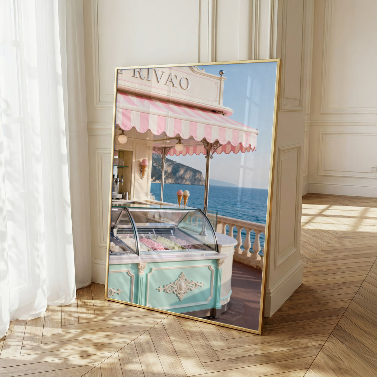 Italian Riviera Gelato Wall Art: Mediterranean Coastal Photography Printable