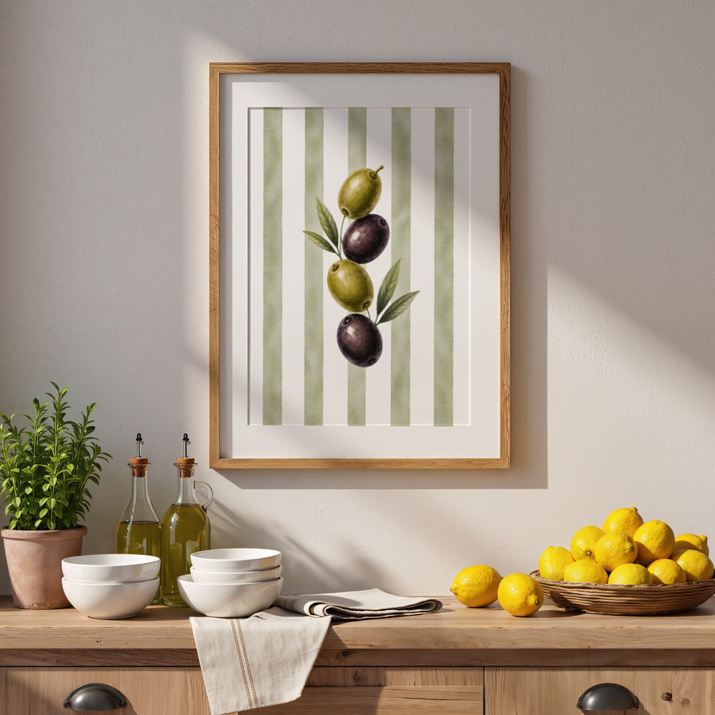 Mediterranean Kitchen Wall Art Set of 6: Italian Food Decor Printable