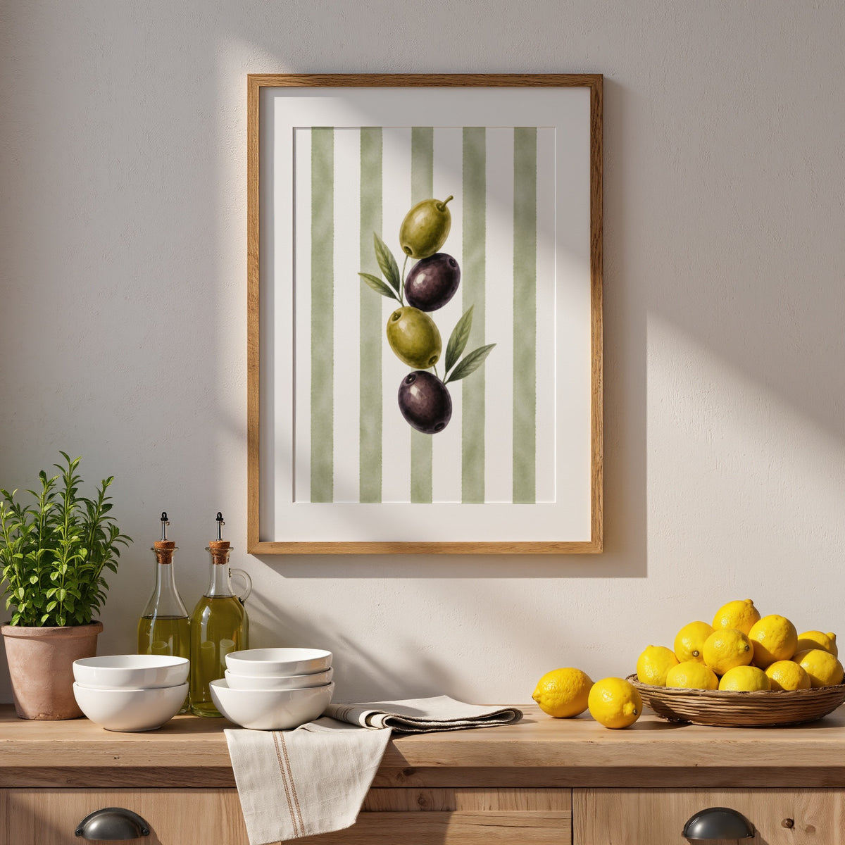 Mediterranean Kitchen Wall Art Set of 6: Italian Food Decor Printable