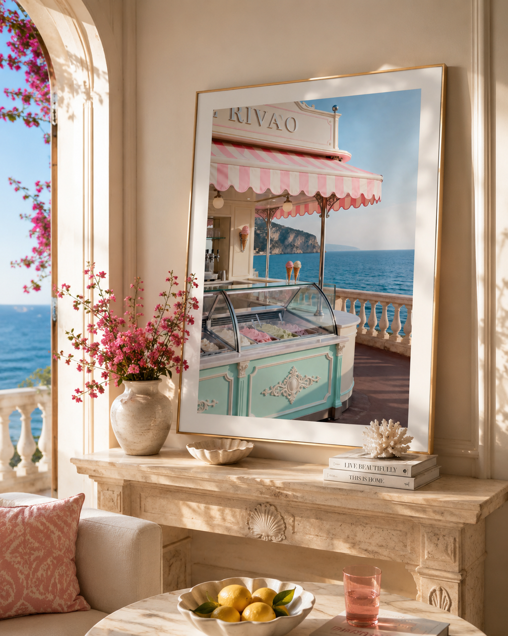 Italian Riviera Gelato Wall Art: Mediterranean Coastal Photography Printable