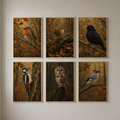 Fall Bird Wall Art Set of 6: Moody Woodland Printable