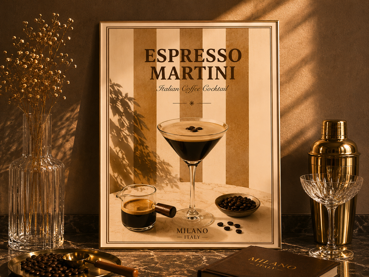 Espresso Martini Wall Art: Italian Coffee Cocktail Printable Poster
