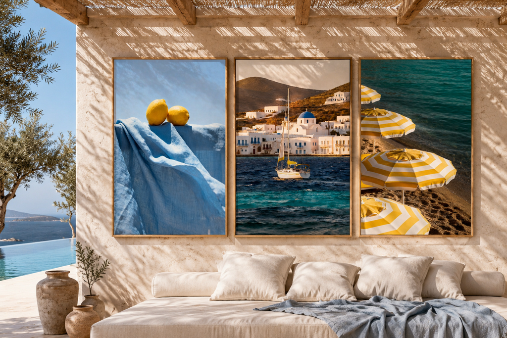 Mediterranean Wall Art Set of 3: Coastal Beach Summer Photography Printable