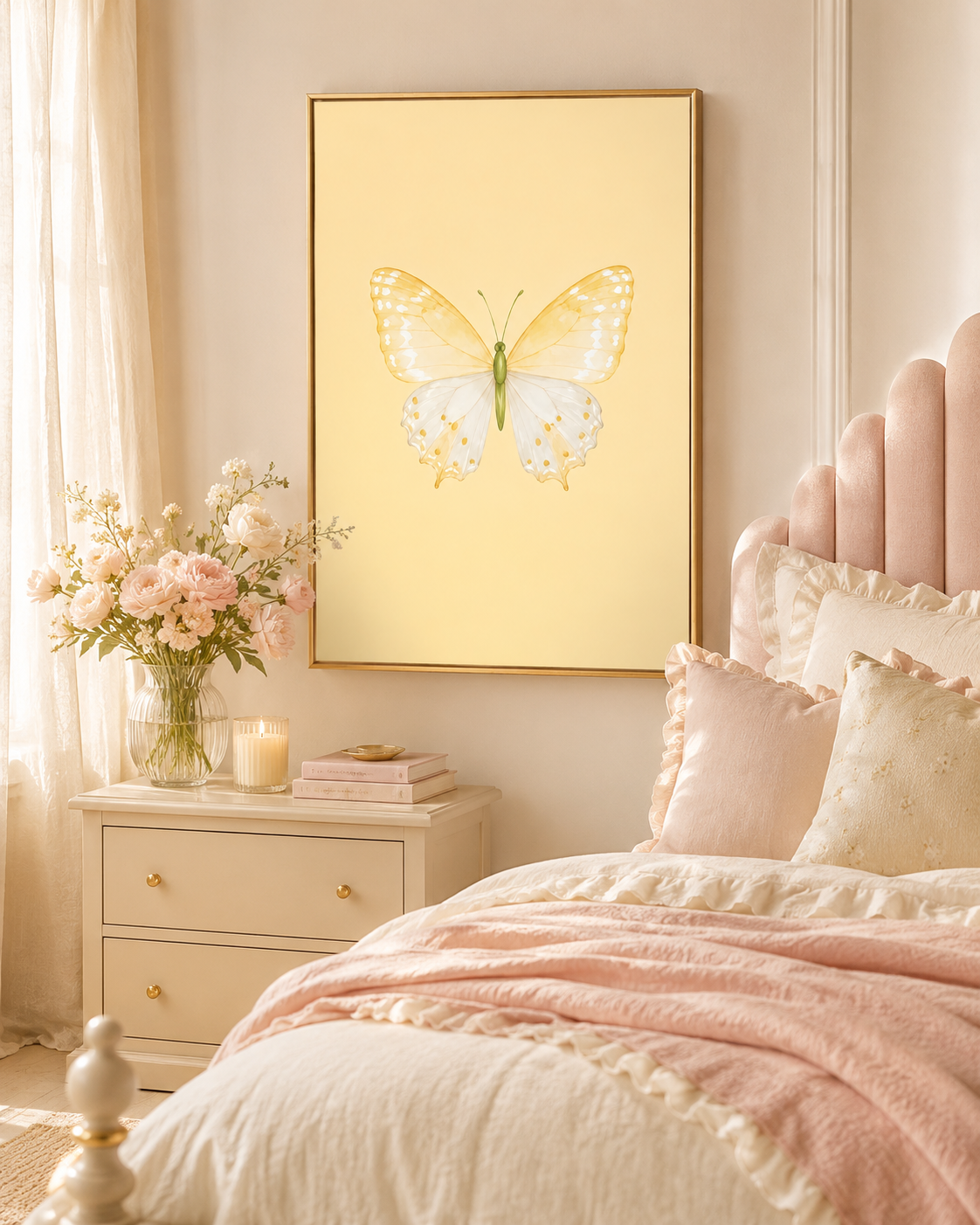 Pastel Butterfly Wall Art Set of 6: Nursery Decor Printable, Watercolor Kids Bedroom