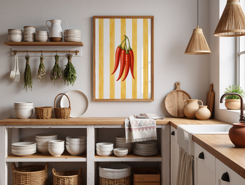 Mediterranean Kitchen Wall Art Set of 6: Italian Food Decor Printable