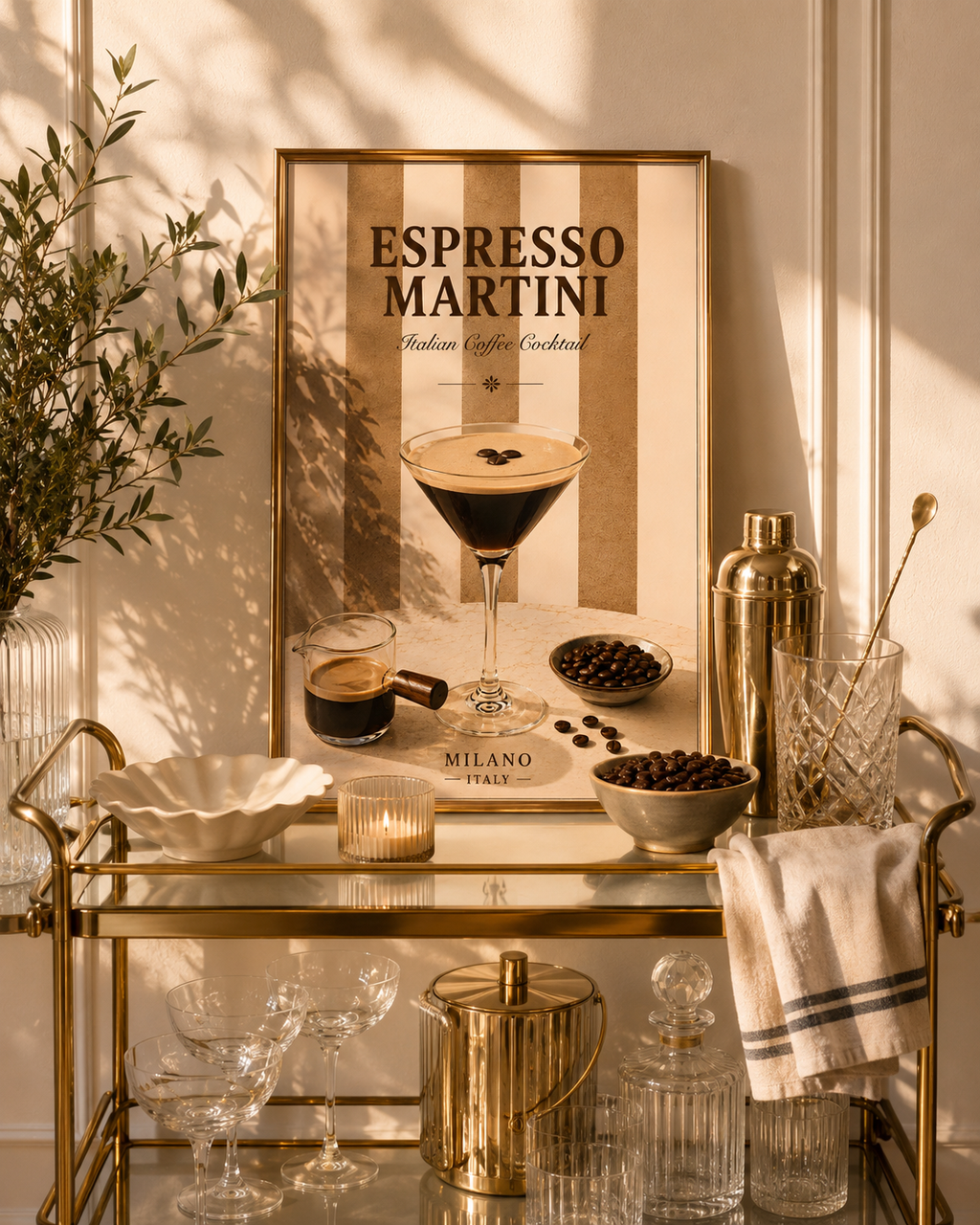 Mediterranean Cocktail Wall Art Set of 3: Italian Spritz, Limoncello & Espresso Martini Printable