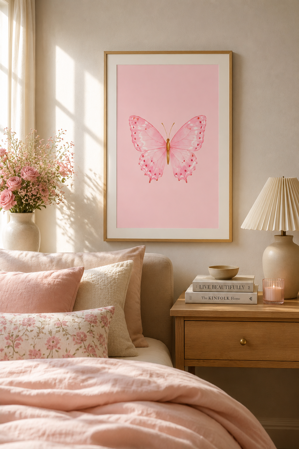 Pastel Butterfly Wall Art Set of 6: Nursery Decor Printable, Watercolor Kids Bedroom