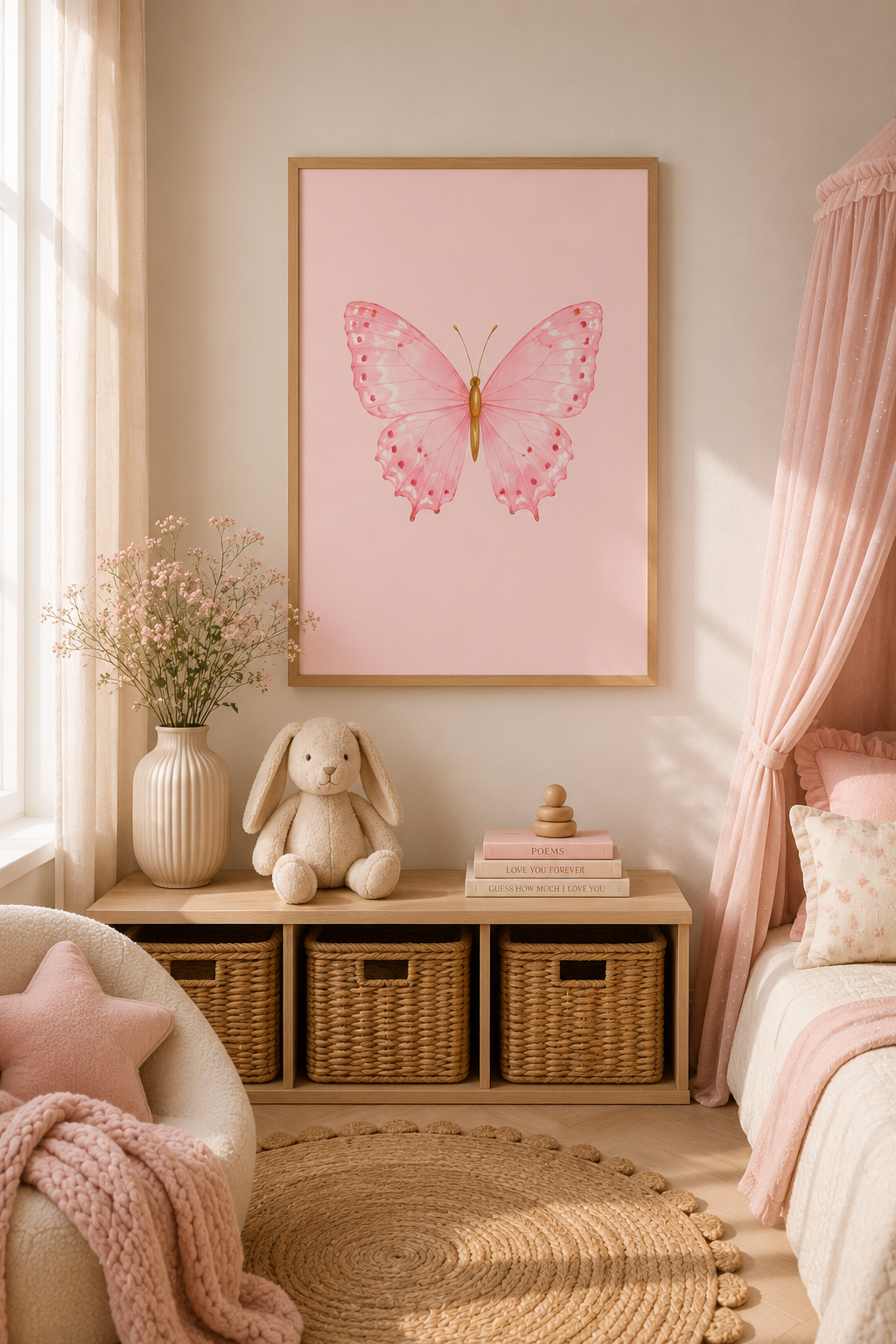 Colorful Butterfly Wall Art Set of 3: Pastel Nursery Decor Printable