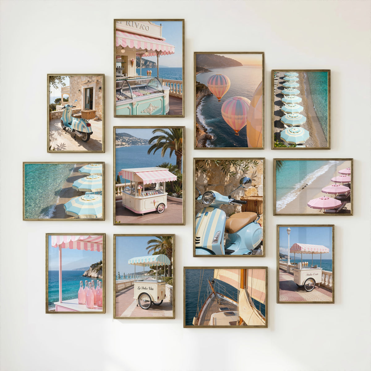 Mediterranean Wall Art Set of 12: Italian Riviera Photography Bundle, European Summer Printable Decor