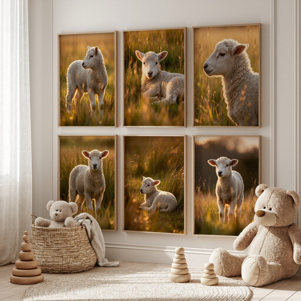 Lamb Wall Art Set of 12: Baby Sheep Nursery & Farmhouse Printable