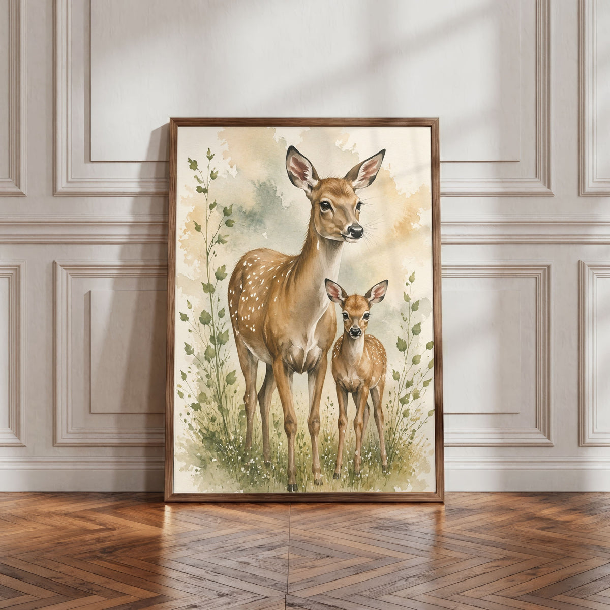 Deer Nursery Wall Art Set of 12: Woodland Animals & Neutral Kids Room Decor Printable