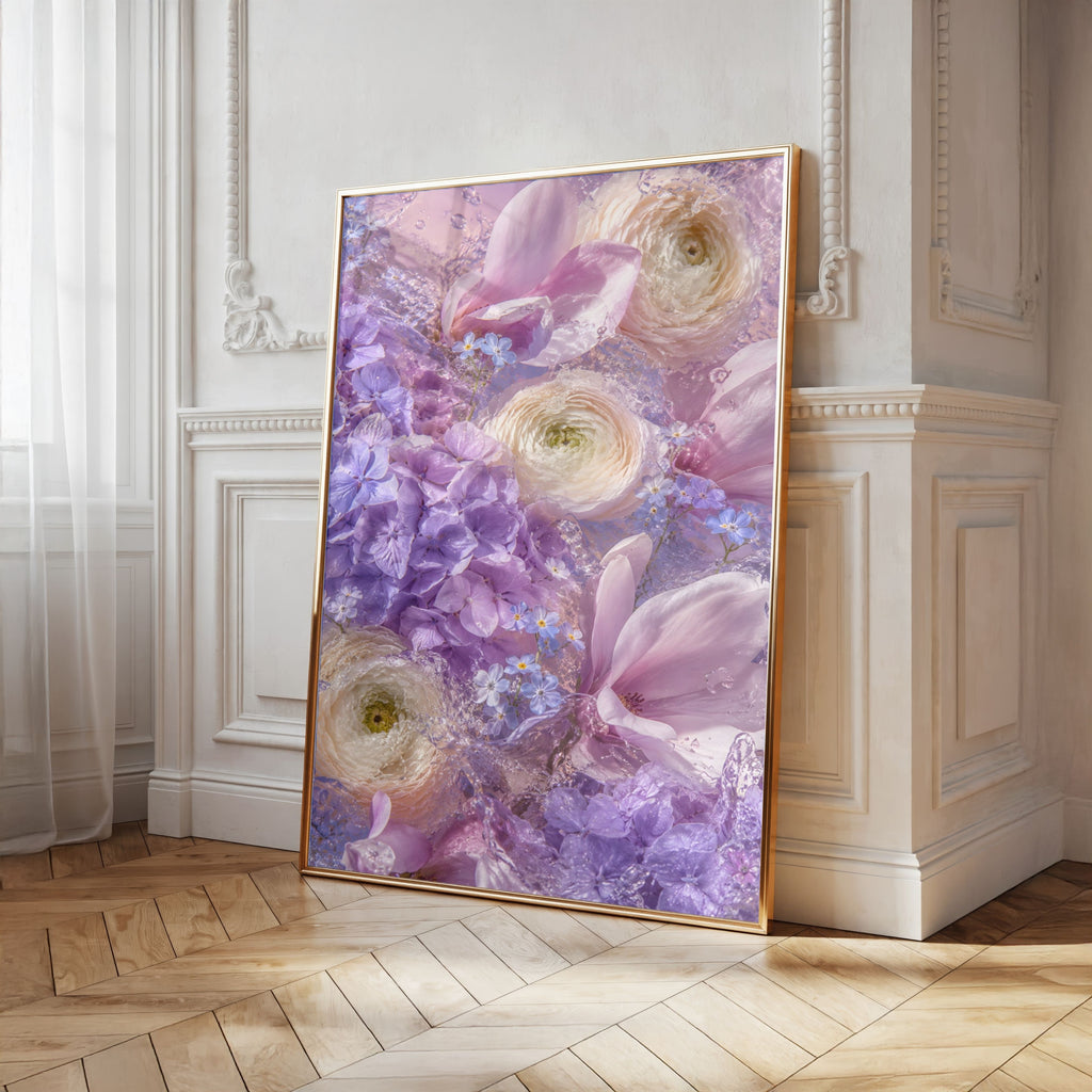 Purple Flower Wall Art: Lavender Hydrangea Floral Photography, Pastel Bedroom Decor Printable