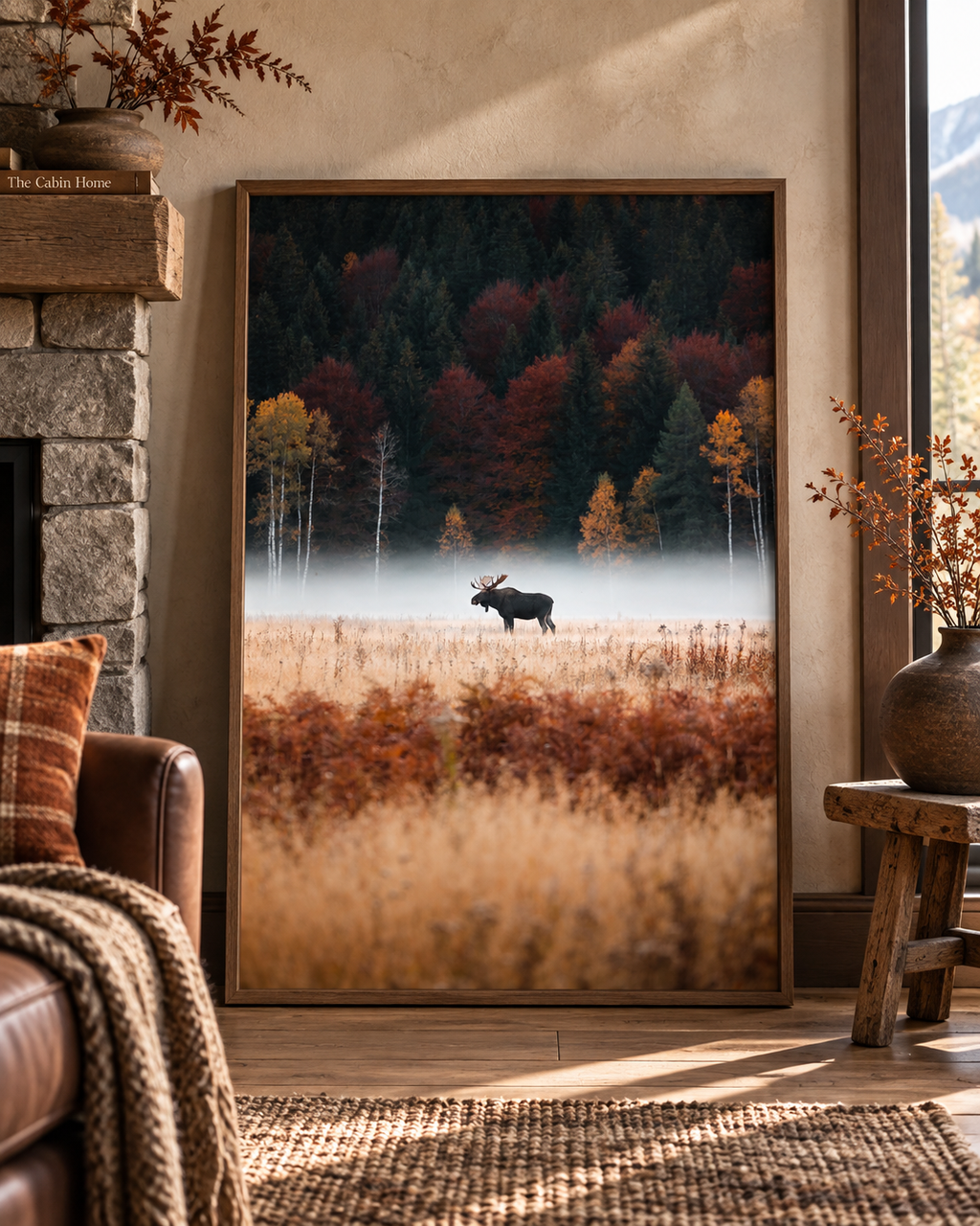 Moose Wall Art: Autumn Forest Wildlife Photography, Rustic Cabin Decor Printable