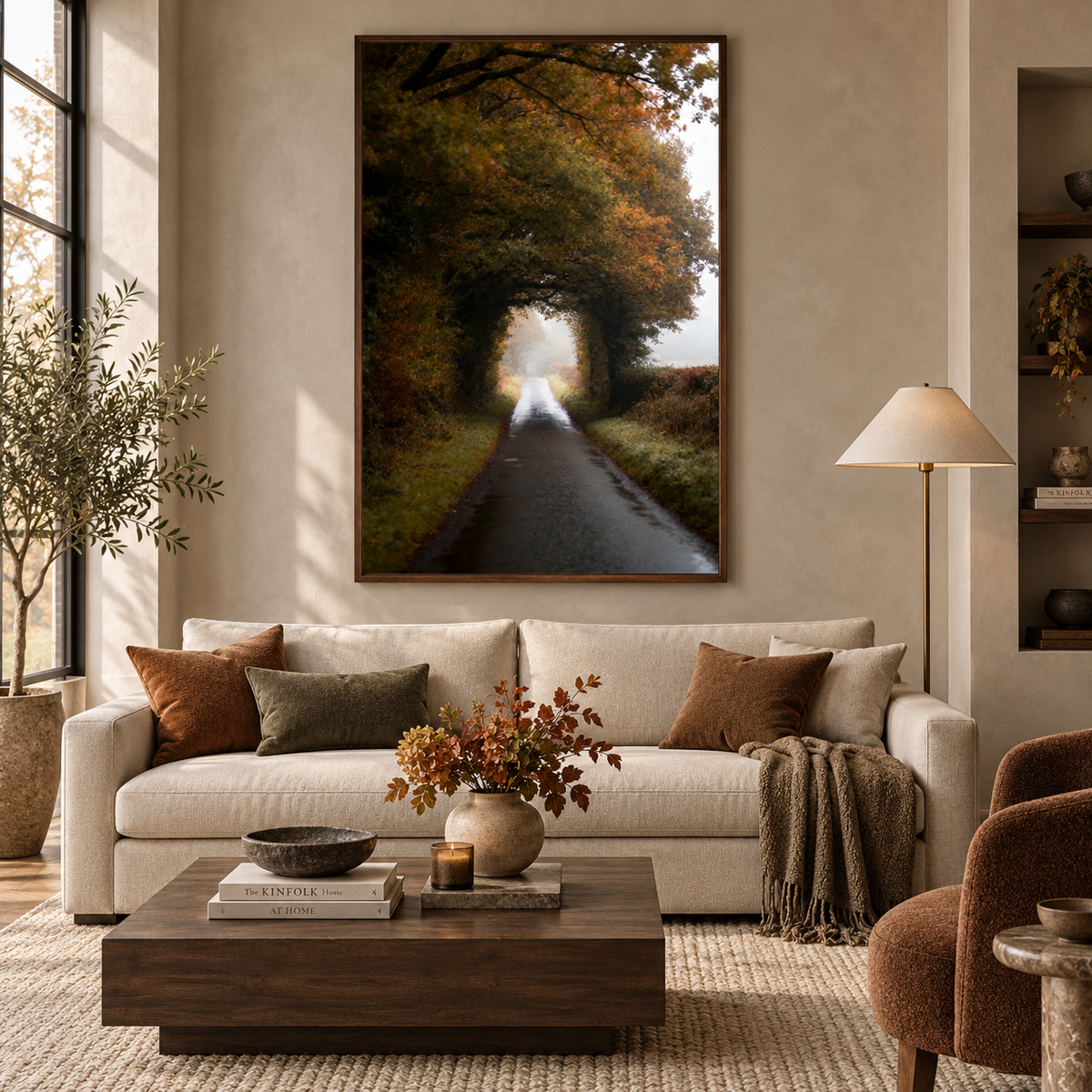 Autumn Forest Wall Art Printable: Moody Country Road Landscape Photography
