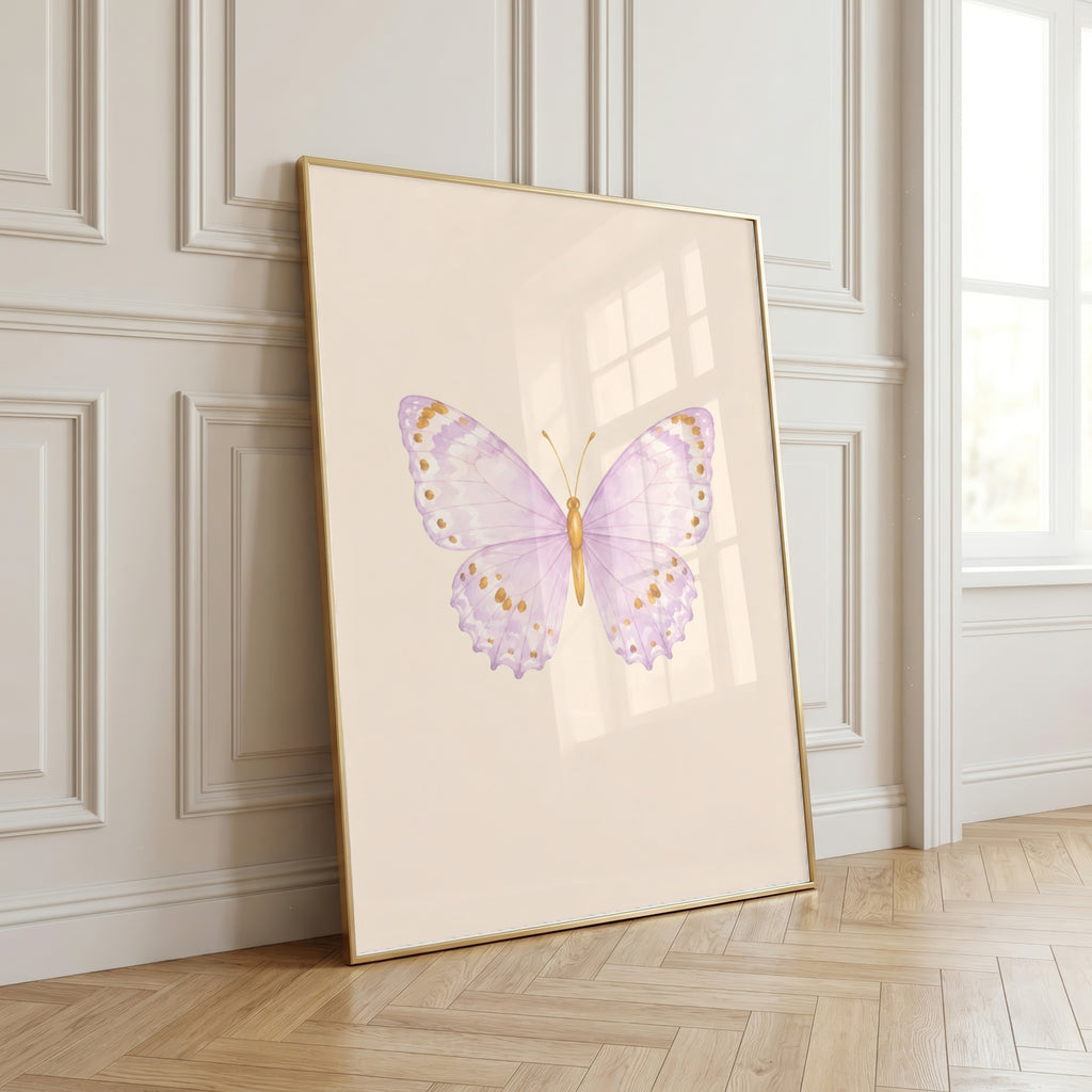 Pastel Butterfly Wall Art Set of 6: Nursery Decor Printable, Watercolor Kids Bedroom