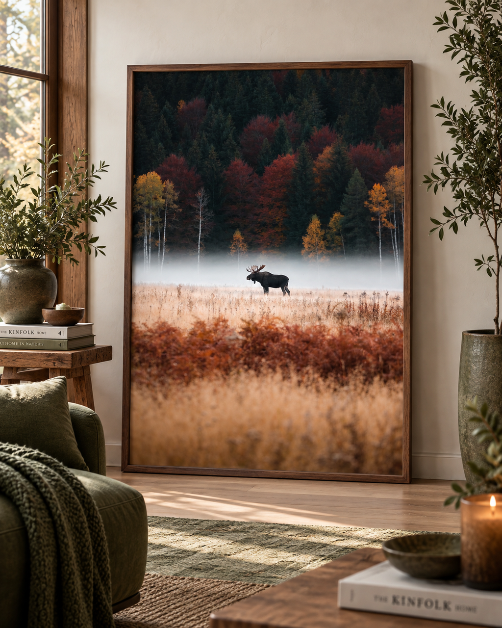Moose Wall Art: Autumn Forest Wildlife Photography, Rustic Cabin Decor Printable
