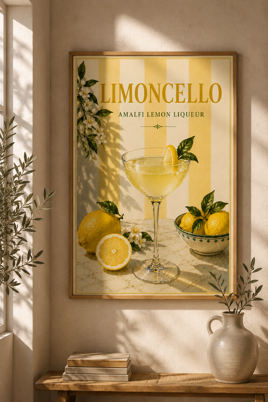 Mediterranean Cocktail Wall Art Set of 3: Italian Spritz, Limoncello & Dry Martini Printable