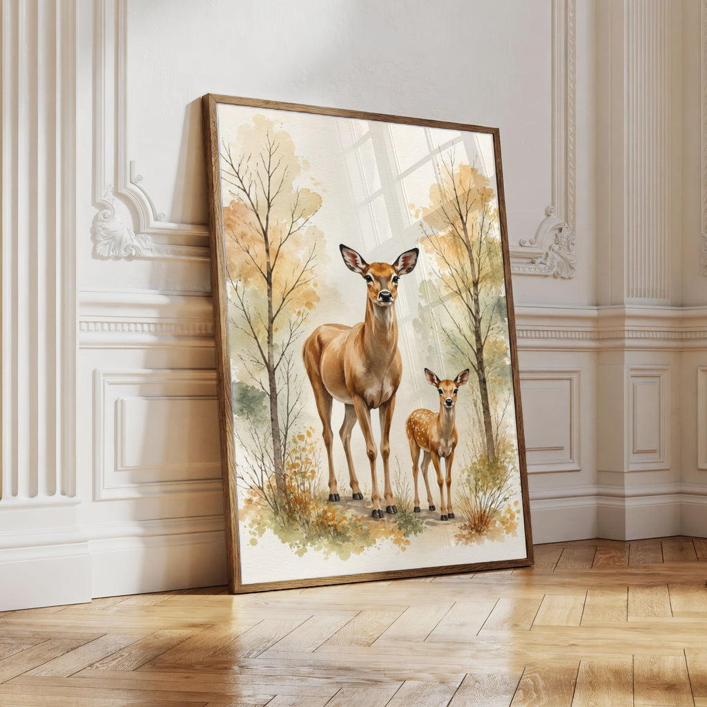 Deer Nursery Wall Art Set of 12: Woodland Animals & Neutral Kids Room Decor Printable