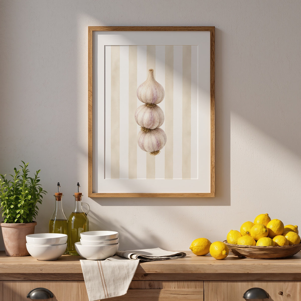 Mediterranean Kitchen Wall Art Set of 6: Italian Food Decor Printable
