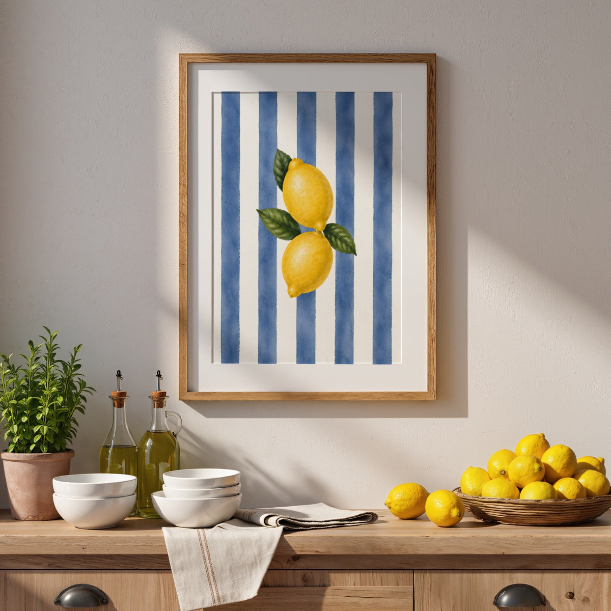 Mediterranean Kitchen Wall Art Set of 6: Italian Food Decor Printable