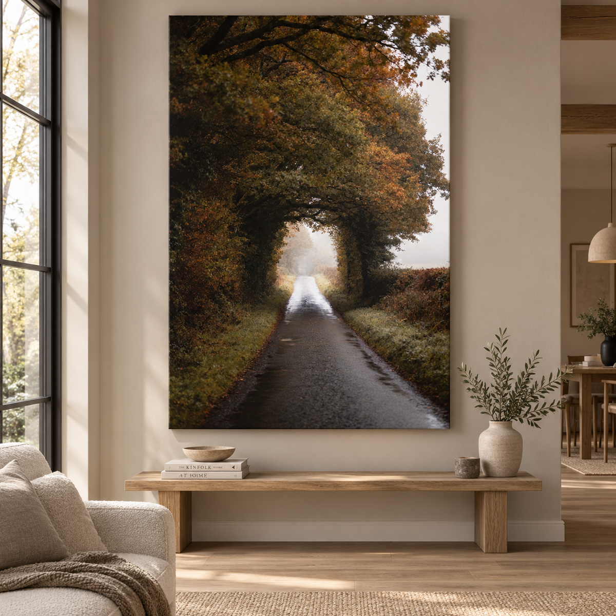 Autumn Forest Wall Art Printable: Moody Country Road Landscape Photography