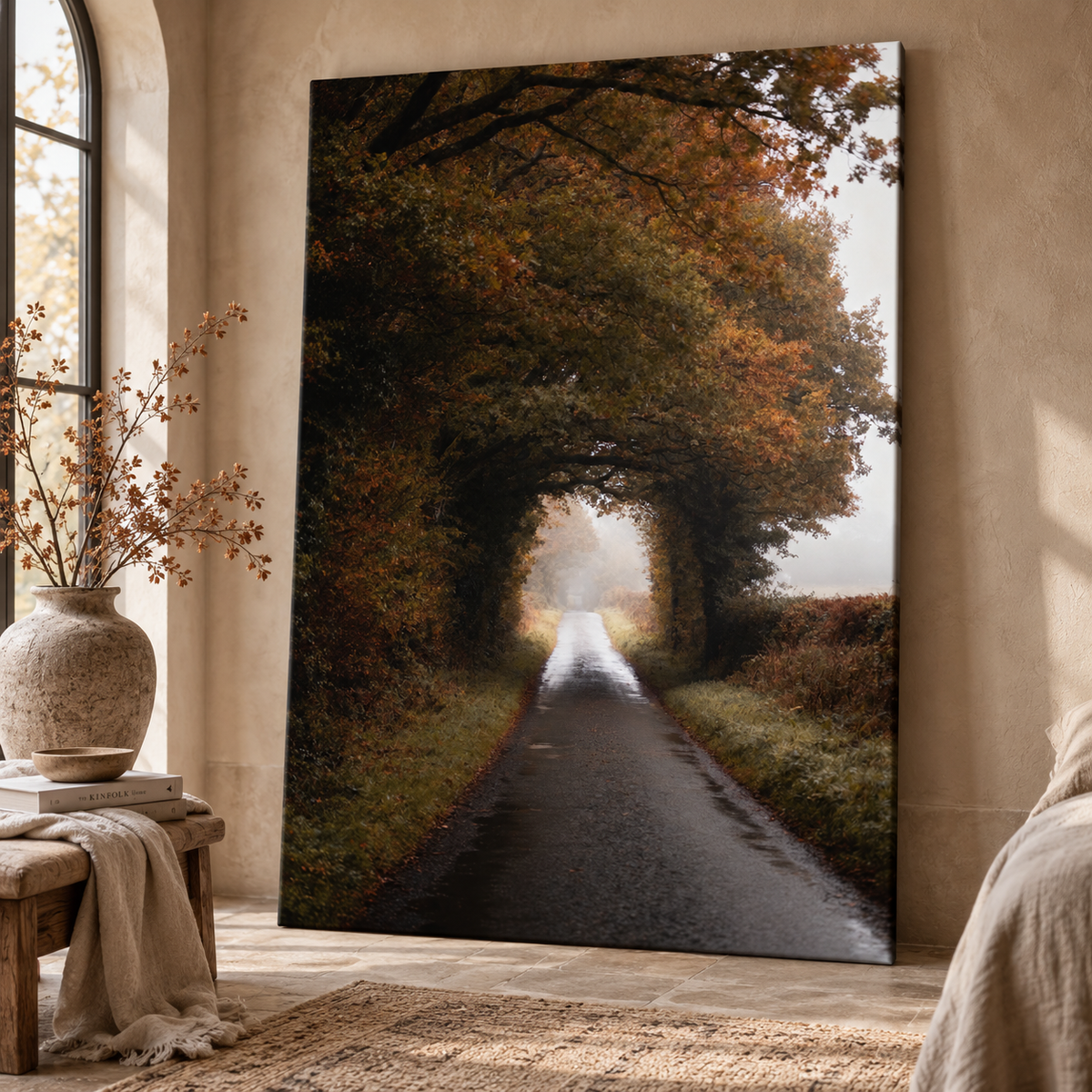 Autumn Forest Wall Art Printable: Moody Country Road Landscape Photography