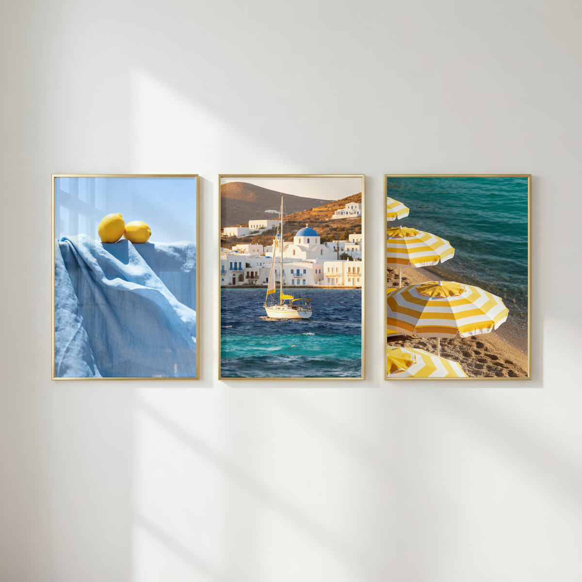 Mediterranean Wall Art Set of 3: Coastal Beach Summer Photography Printable