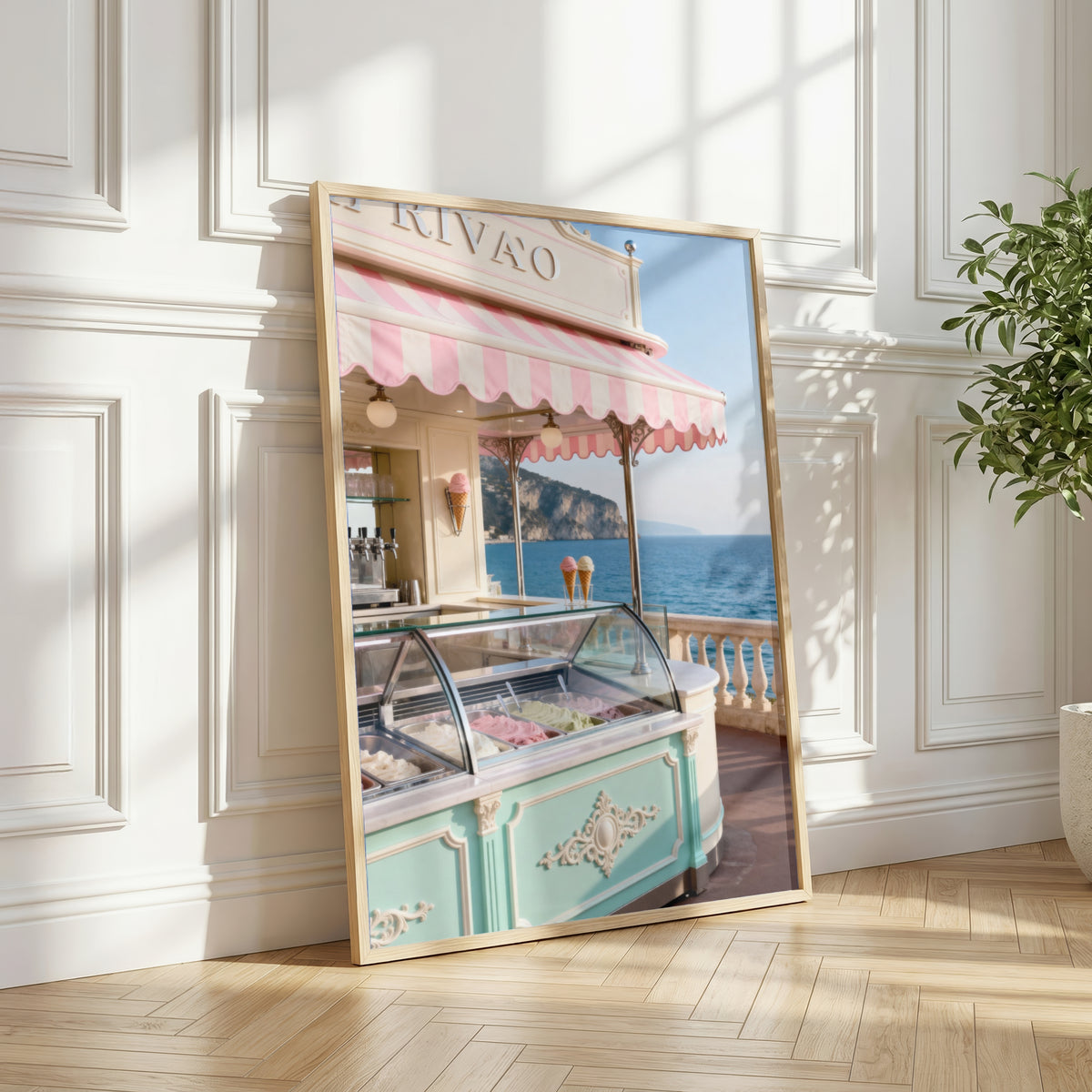 Italian Riviera Gelato Wall Art: Mediterranean Coastal Photography Printable