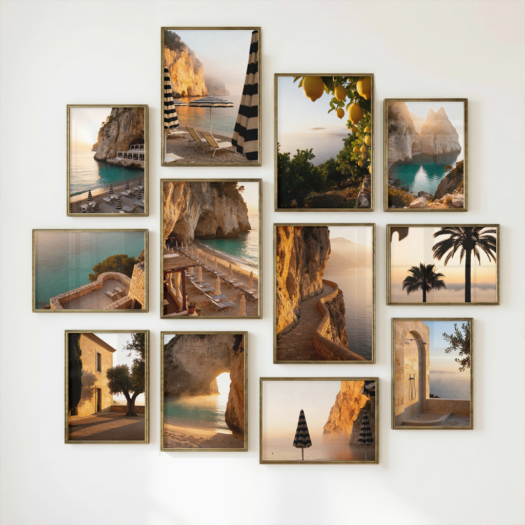Mediterranean Morning Wall Art Set of 50: Quiet Luxury European Summer Photography Printable