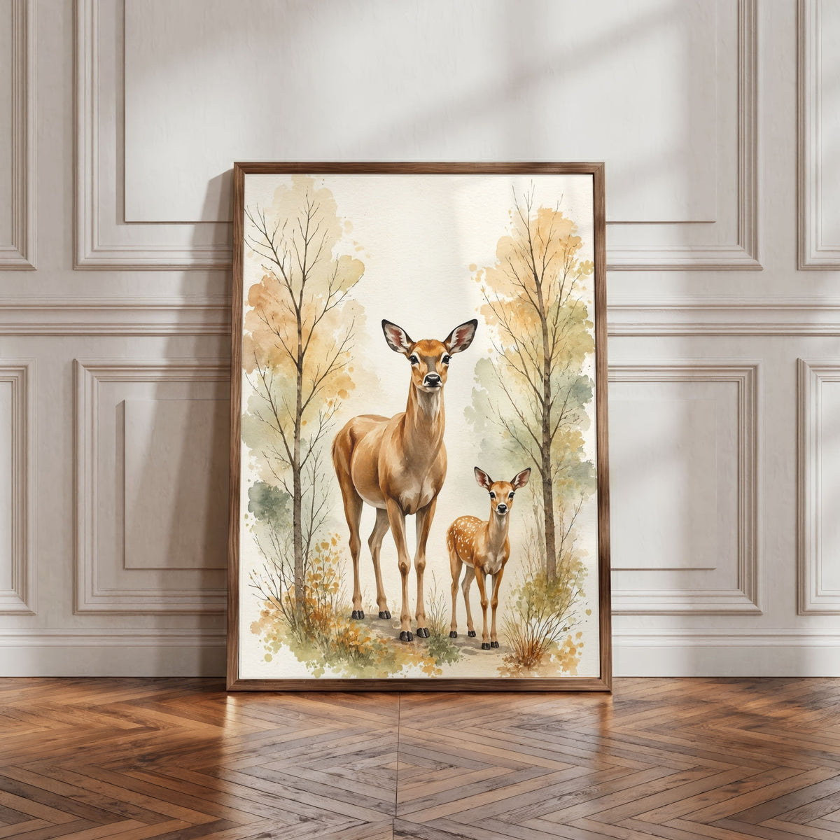 Deer Nursery Wall Art Set of 12: Woodland Animals & Neutral Kids Room Decor Printable