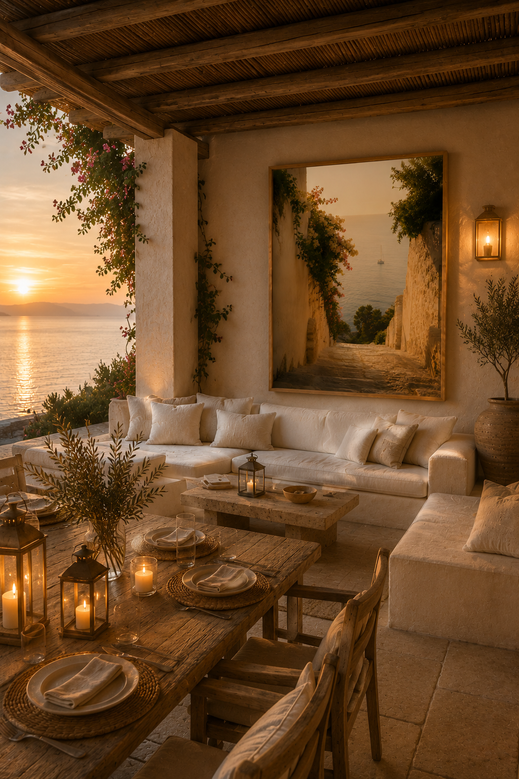 Sea View Wall Art: Mediterranean Bedroom Decor, Stairway Photography, Quiet Luxury Printable