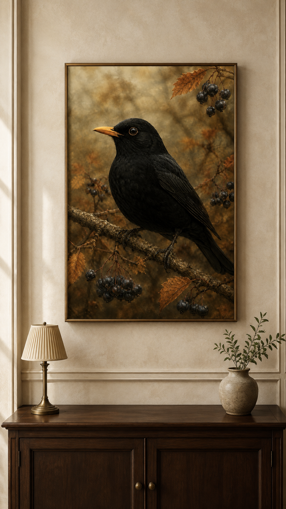 Fall Bird Wall Art Set of 6: Moody Woodland Printable
