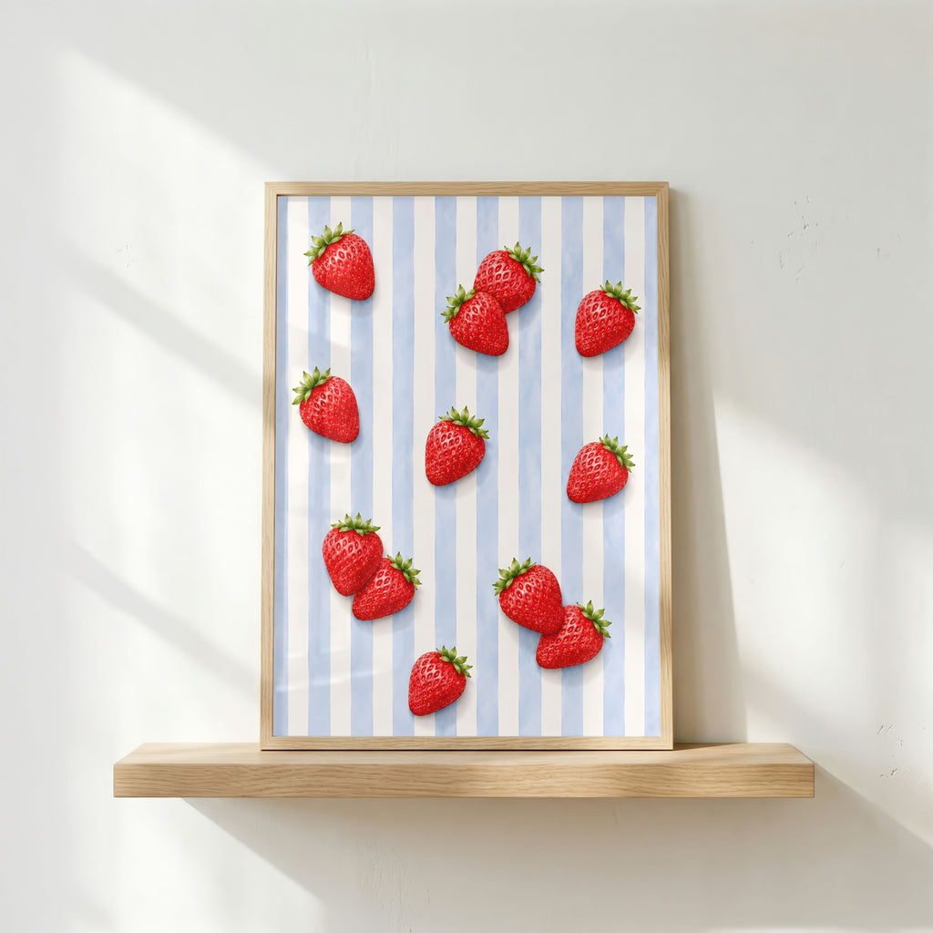 Striped Fruit Wall Art Set of 6: Mediterranean Kitchen Decor & Citrus Printable
