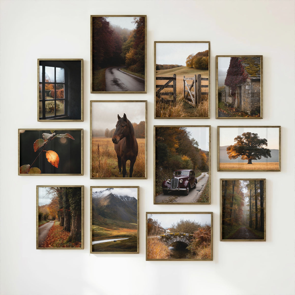 Autumn Wall Art Set of 12: Fall Landscape Photography, Rustic Country Nature Decor Printable