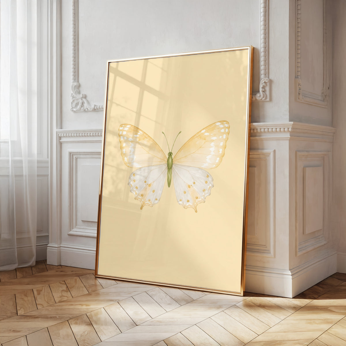 Butter Yellow Butterfly Wall Art: Watercolor Girls Room & Nursery Decor Printable