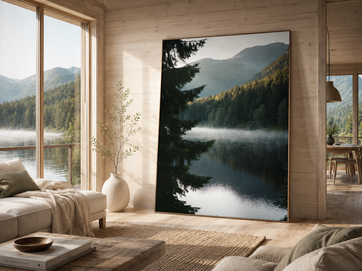 Scandinavian Forest Lake Wall Art Set of 6: Nordic Mountain Nature Landscape Printable