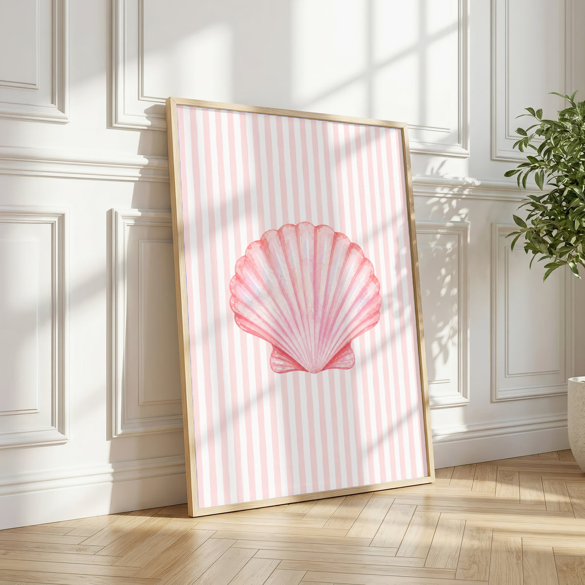 Pink Seashell Wall Art: Coastal Bedroom Decor Printable