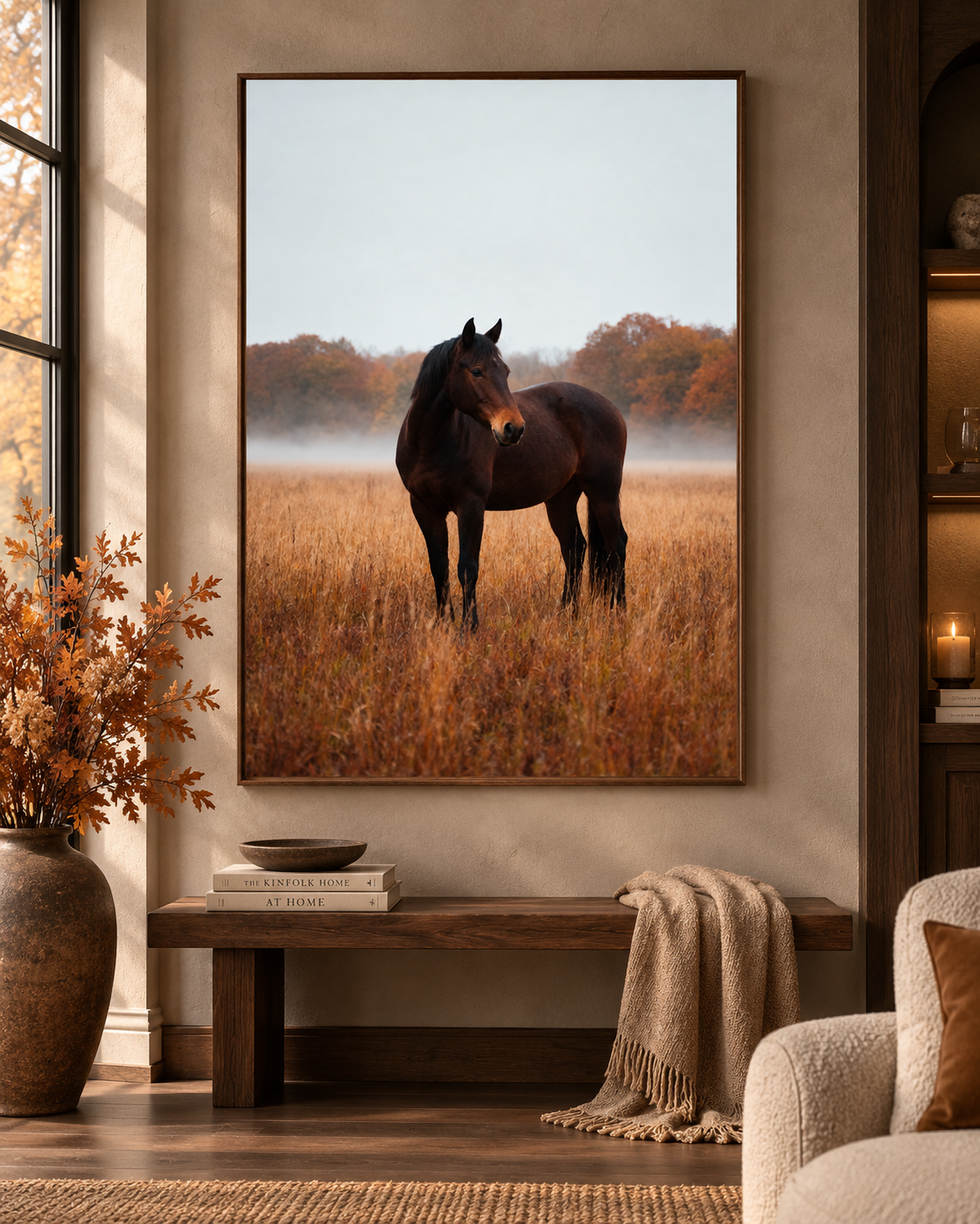 Autumn Horse Wall Art: Brown Horse Countryside Photography Printable