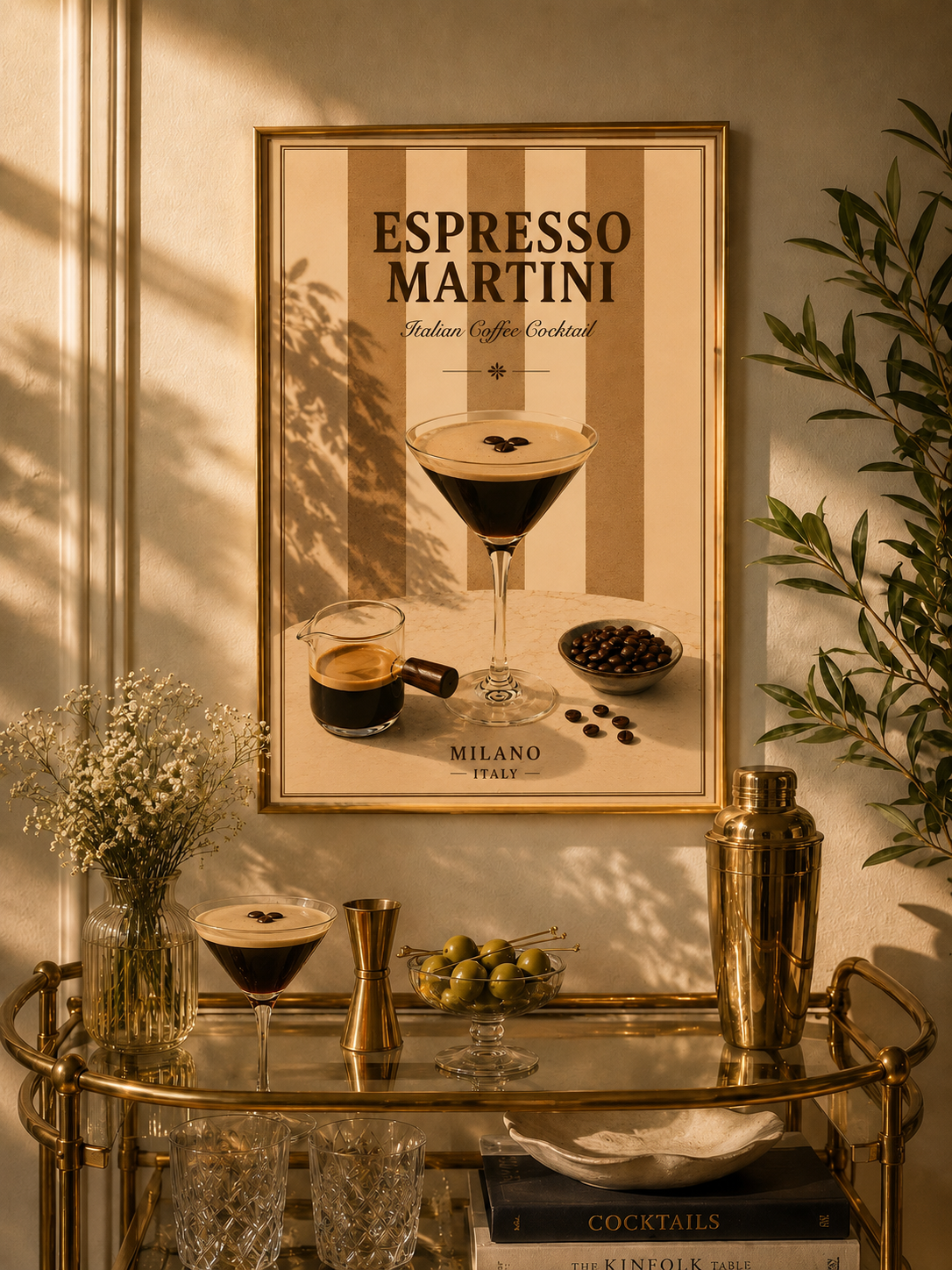 Mediterranean Cocktail Wall Art Set of 3: Italian Spritz, Limoncello & Espresso Martini Printable