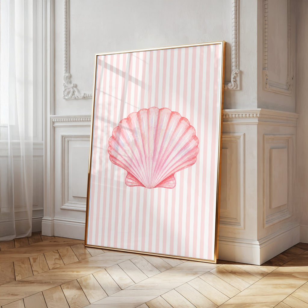 Pink Seashell Wall Art: Coastal Bedroom Decor Printable