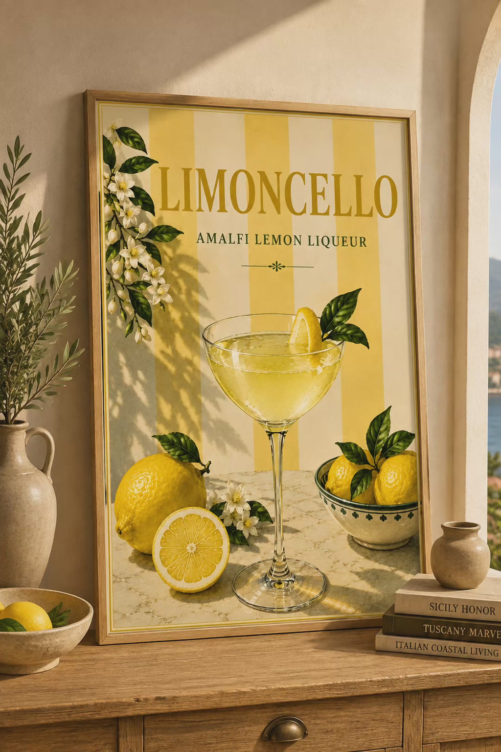 Mediterranean Cocktail Wall Art Set of 3: Italian Spritz, Limoncello & Dry Martini Printable