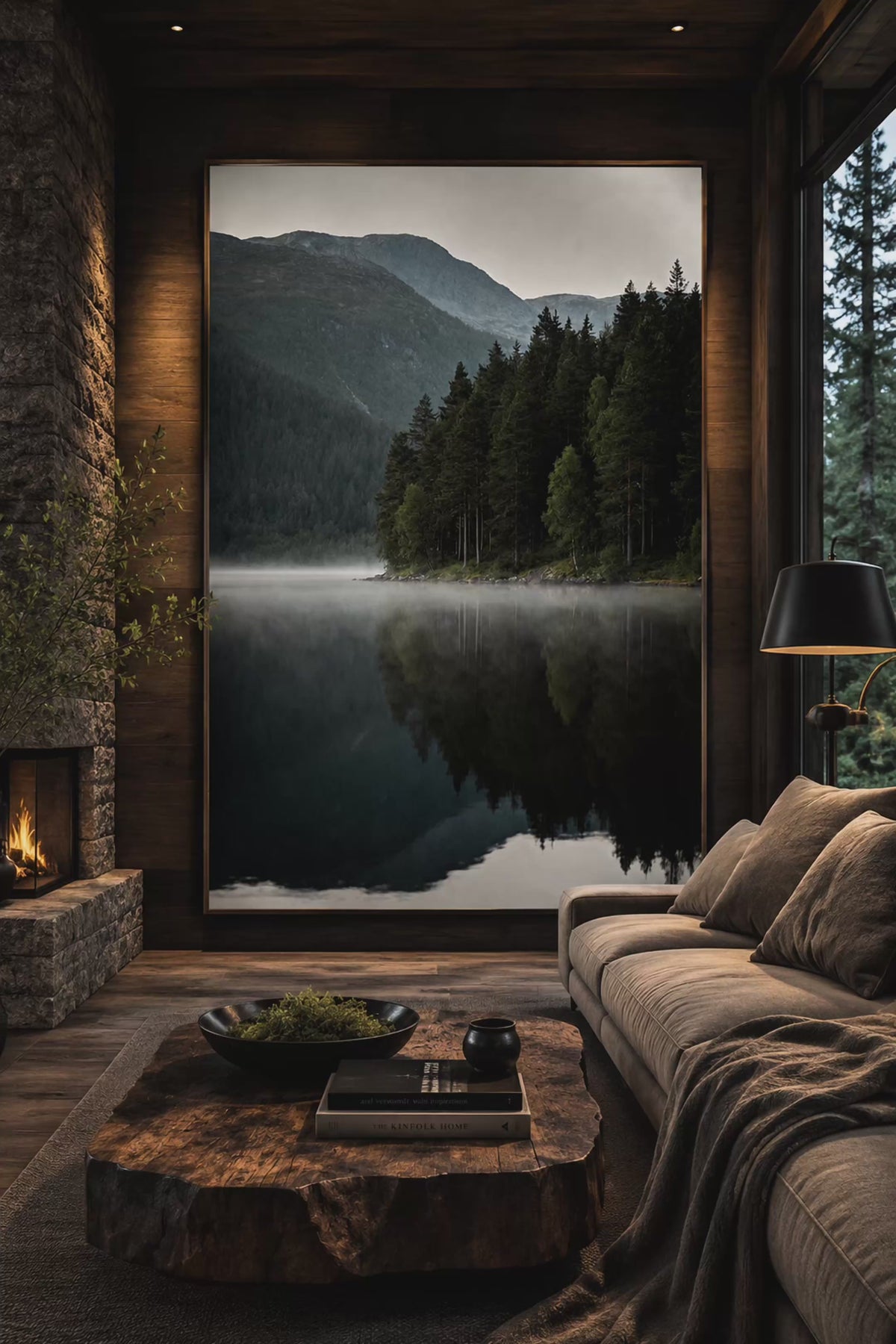 Scandinavian Forest Lake Wall Art Set of 6: Nordic Mountain Nature Landscape Printable
