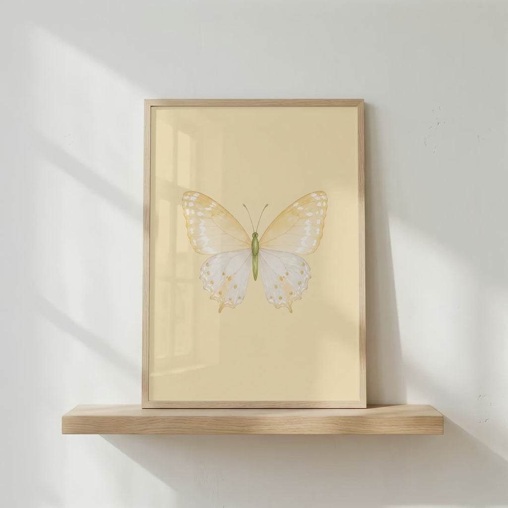 Butter Yellow Butterfly Wall Art: Watercolor Girls Room & Nursery Decor Printable